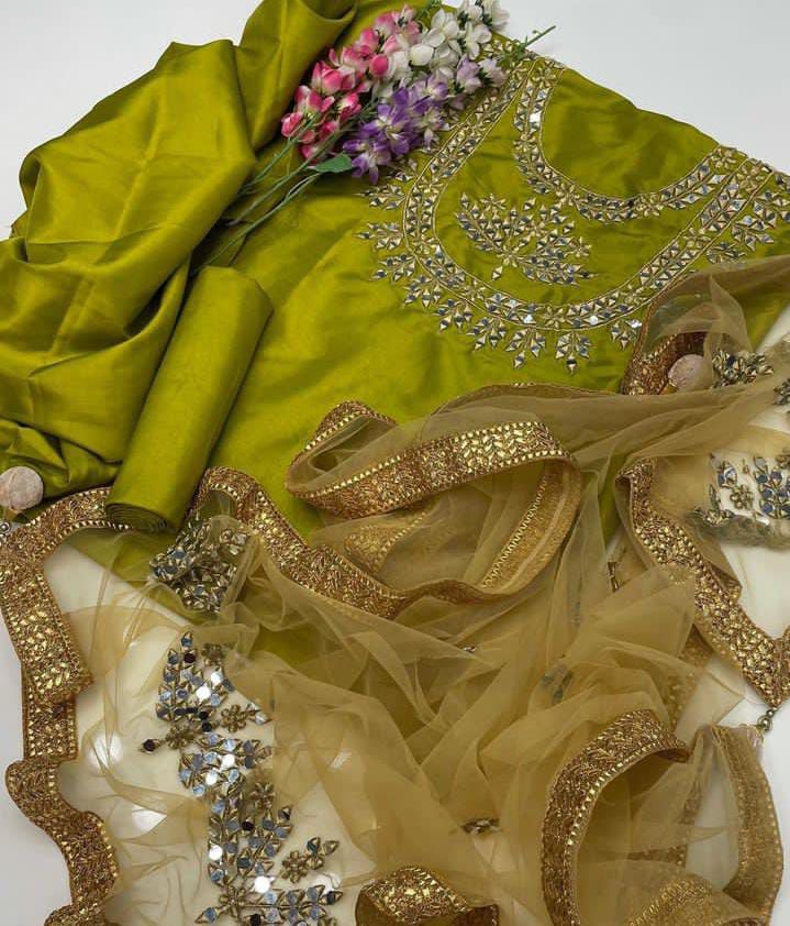 Original Mirror heavy silver thread Work Collection - Yellow