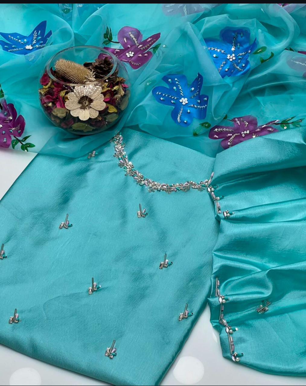 Elegant Fancy Katan Silk Originals - Sky