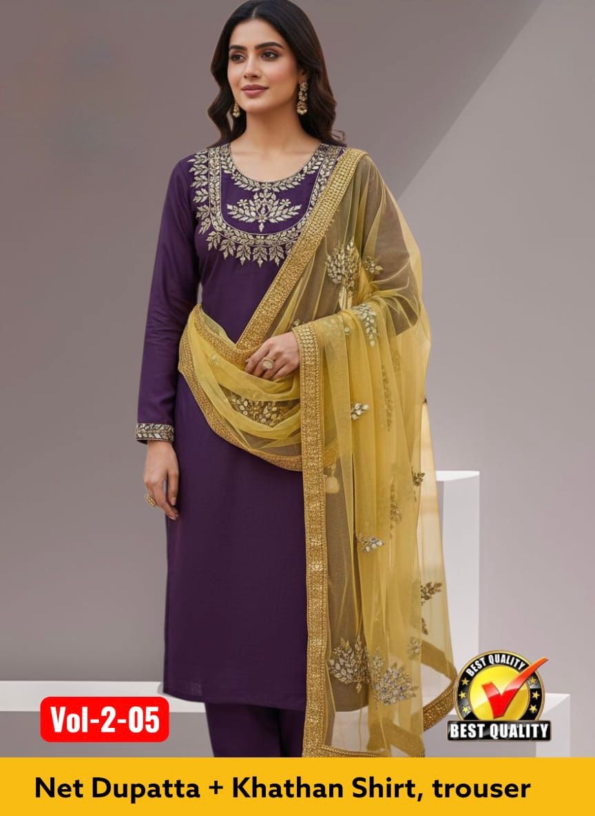 Original Mirror heavy silver thread Work Collection - Dark Purple