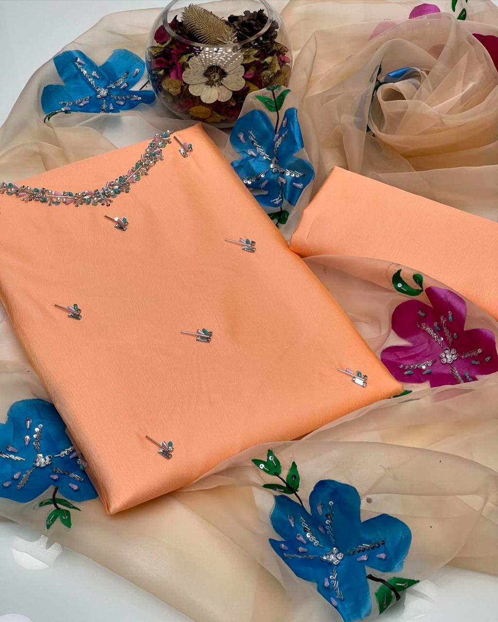 Elegant Fancy Katan Silk Originals - Orange