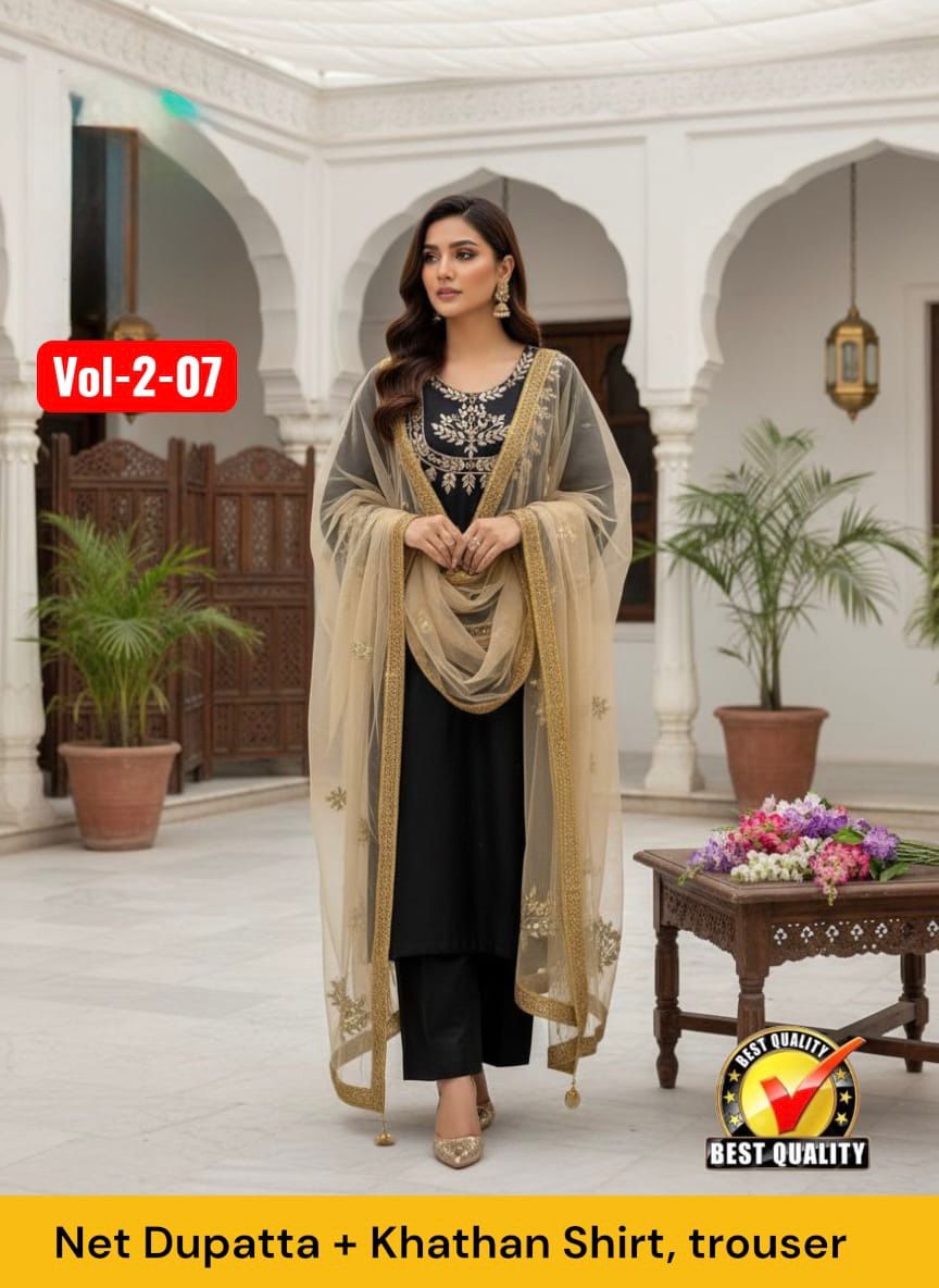 Original Mirror heavy silver thread Work Collection - Black