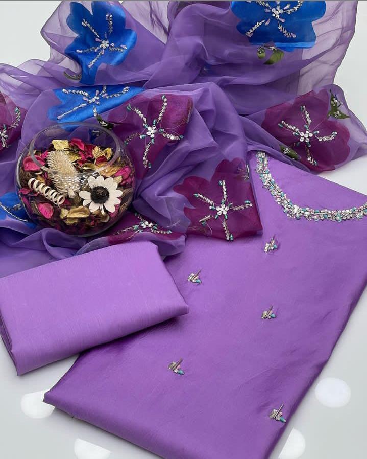 Elegant Fancy Katan Silk Originals - Purple