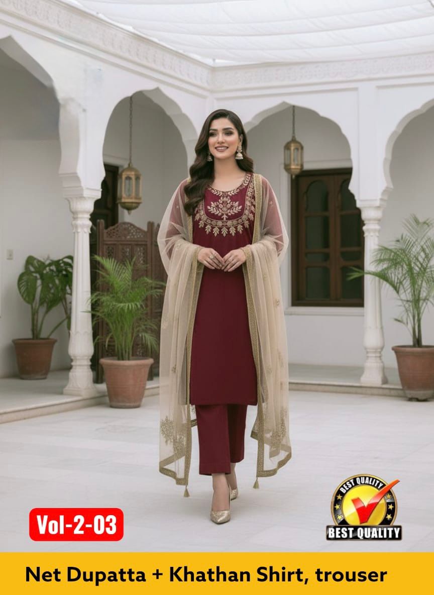 Original Mirror heavy silver thread Work Collection - Maroon