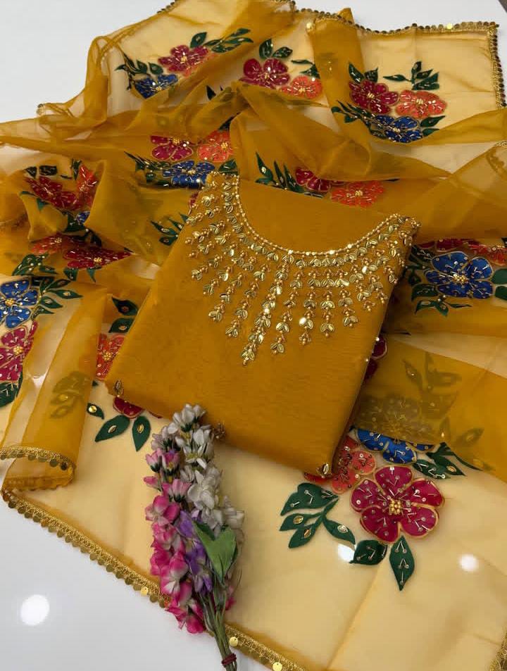 Heavy Handmade Paint Brush with orginza - Yellow