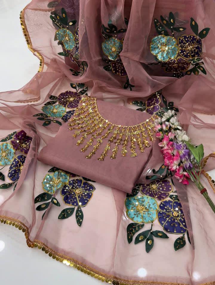 Heavy Handmade Paint Brush with orginza - Light Pink